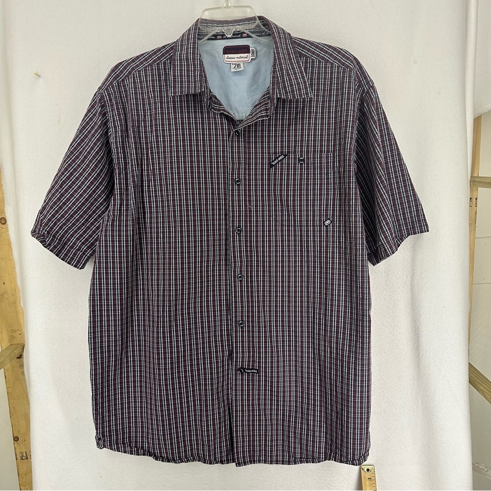 Ecko Unltd Short Sleeve Plaid Button Up Shirt Men’s‎ 2XL Red